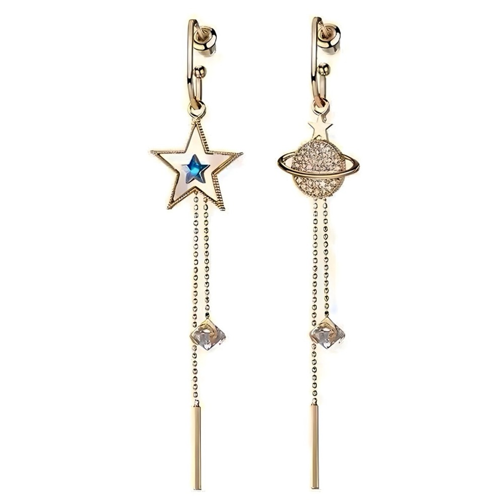 Saturn - Stars Drop Earrings | Astrology Themed Earrings | Gold Color